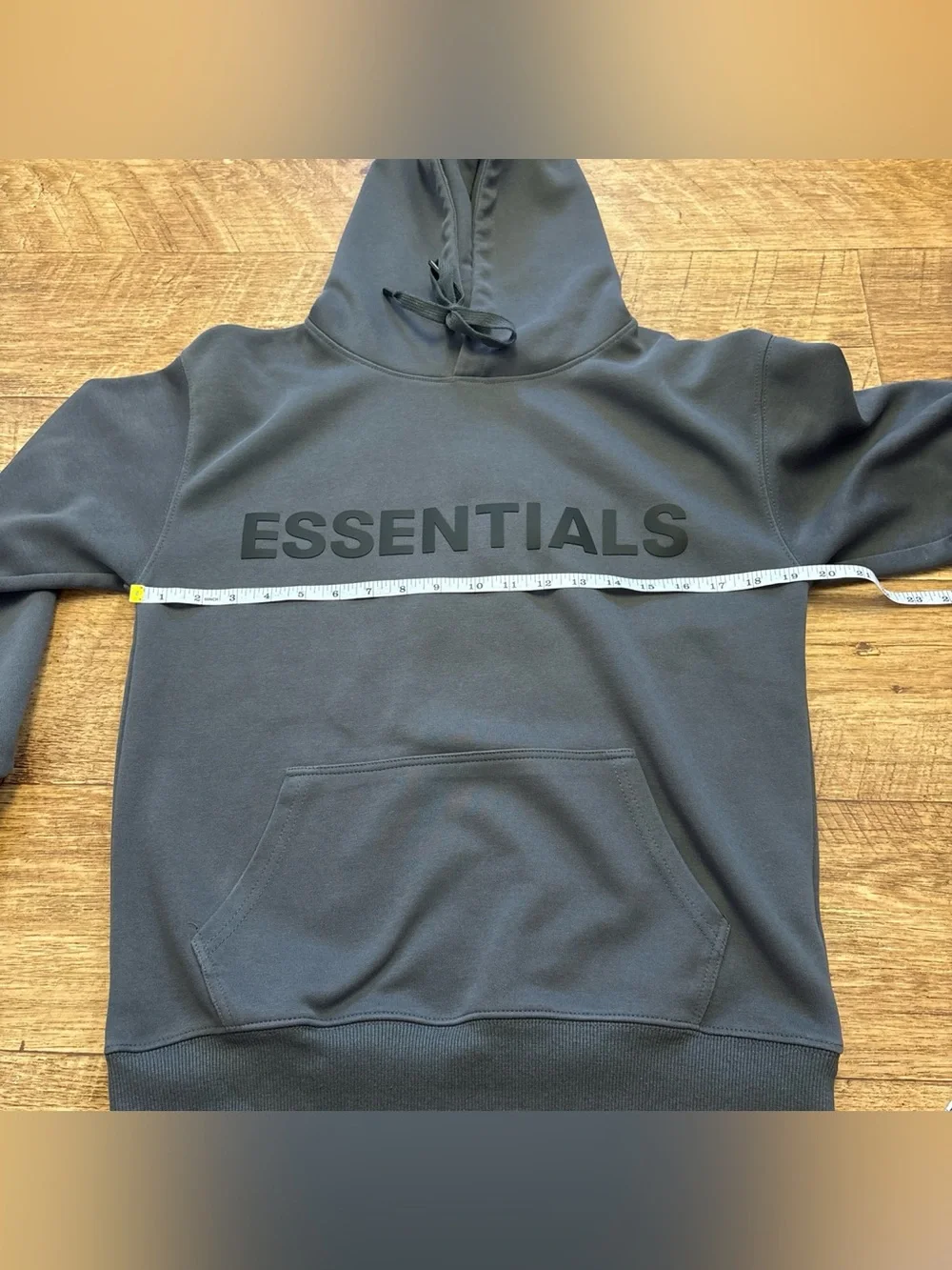 Essentials Fear of God Hoodie in Charcoal Gray with Reflective Black Logo